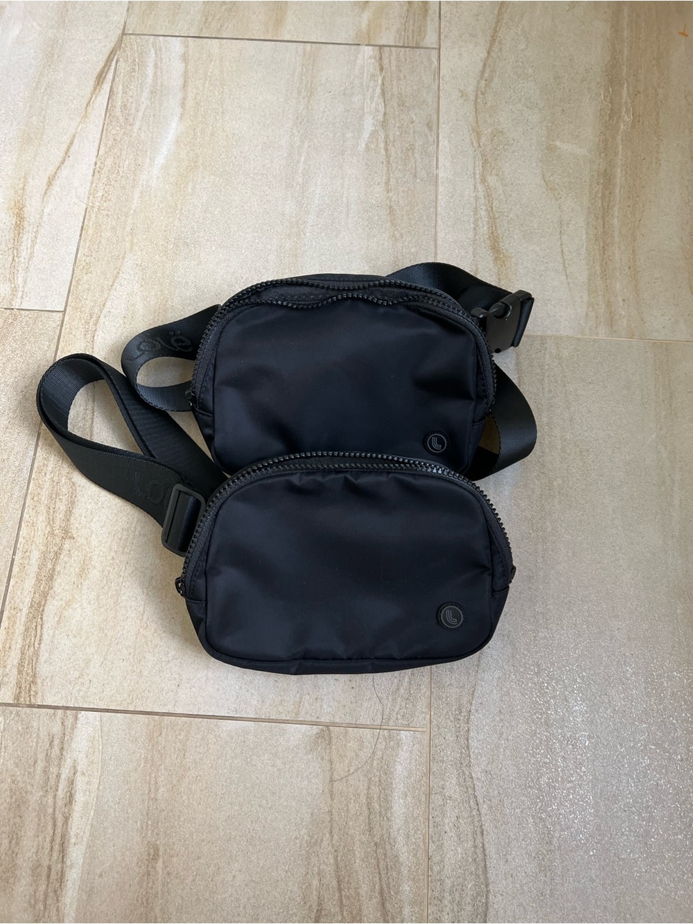Black Double Pouch Belt Bag